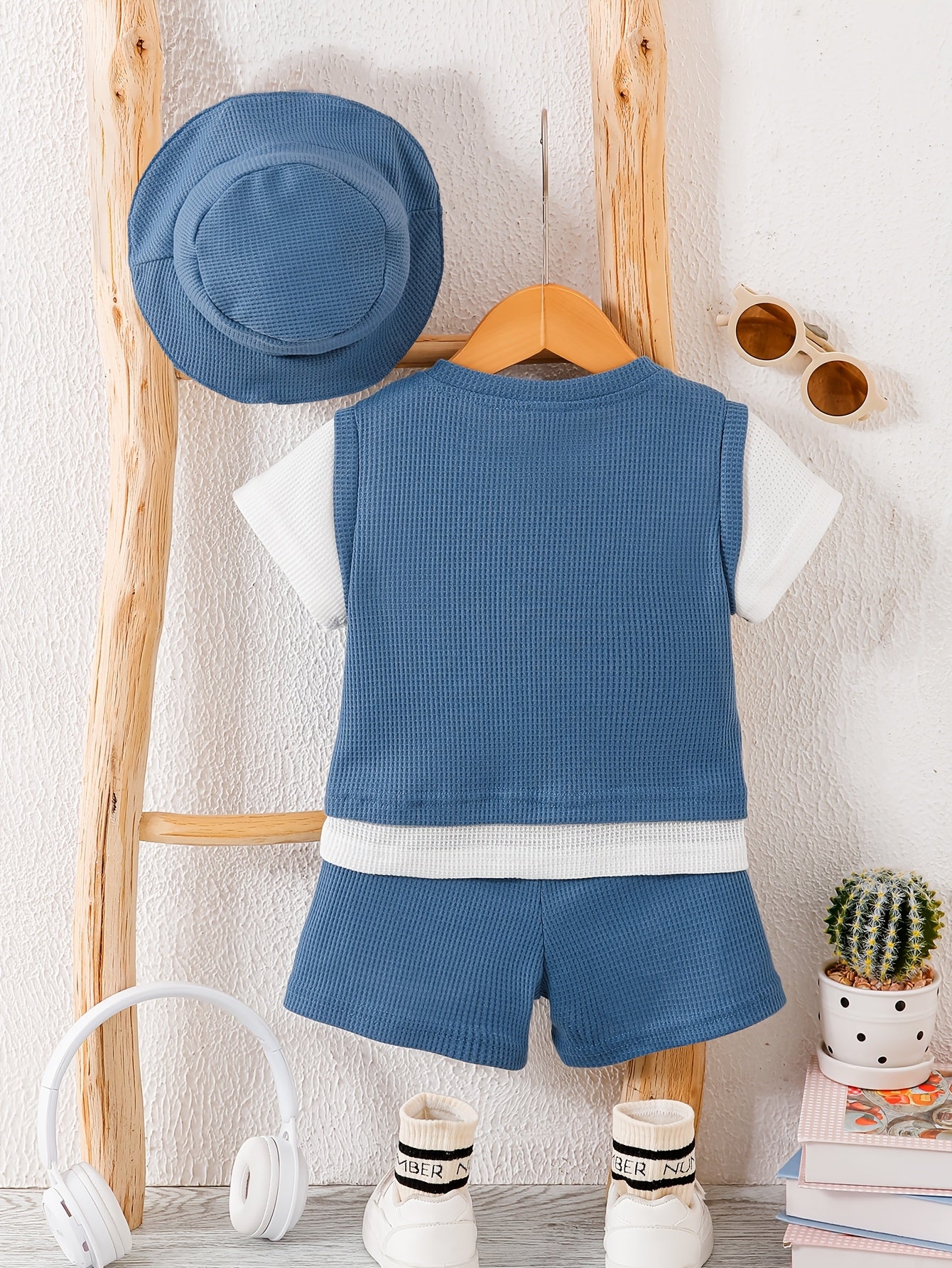 Boys' Summer 3-Piece Casual Set with Animal Print and Bucket Hat