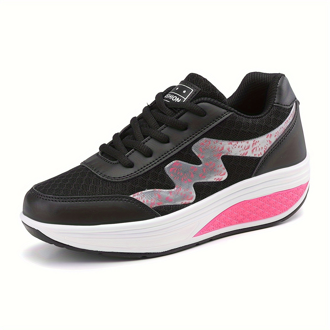 Women's Light Blue Breathable Mesh Sneakers - Air-Cushioned, Thick-Soled Sneakers with Sport Control Lace-Up Design for All Seasons