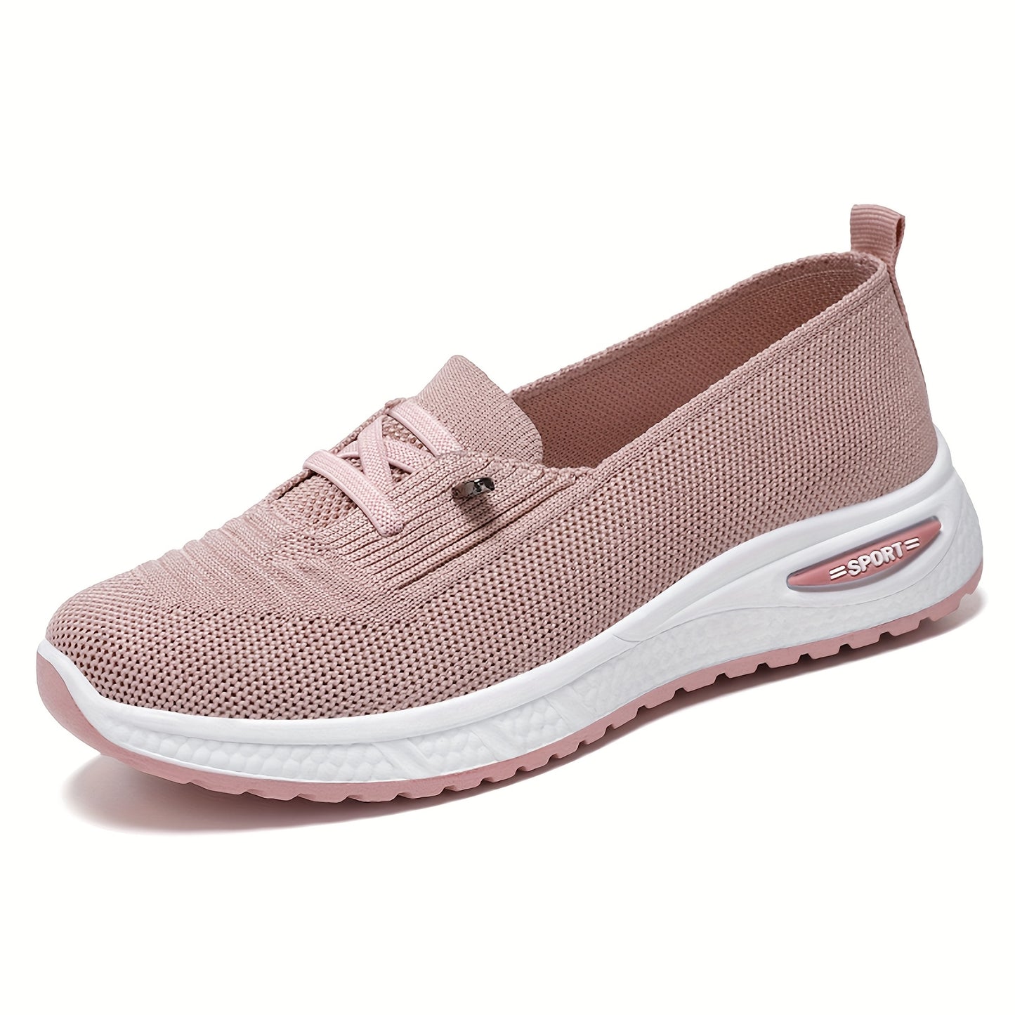 Women's Casual Slip-On Shoes, Simple and Versatile Sports Slip-On Shoes, Knitted Upper