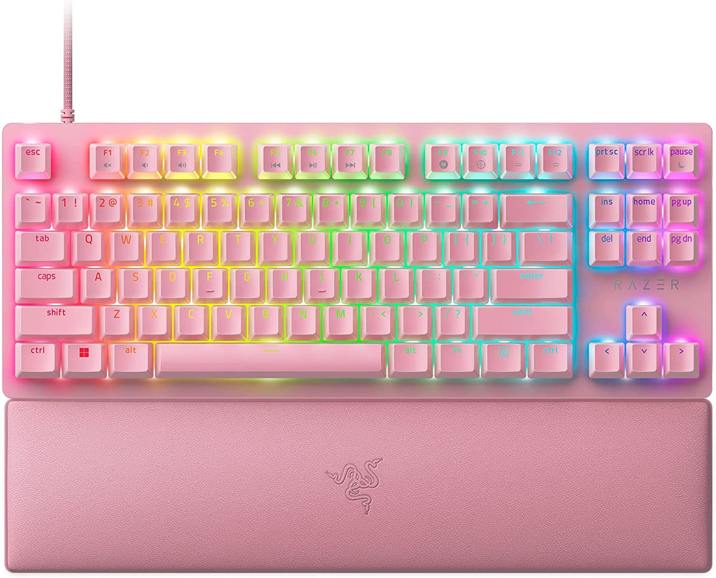 Razer Huntsman V2 Optical Gaming Keyboard: Linear Optical Switches - 8000Hz Polling Rate - Doubleshot PBT Keycaps - Dedicated Media Keys & Dial - Ergonomic Wrist Rest - Snap Tap