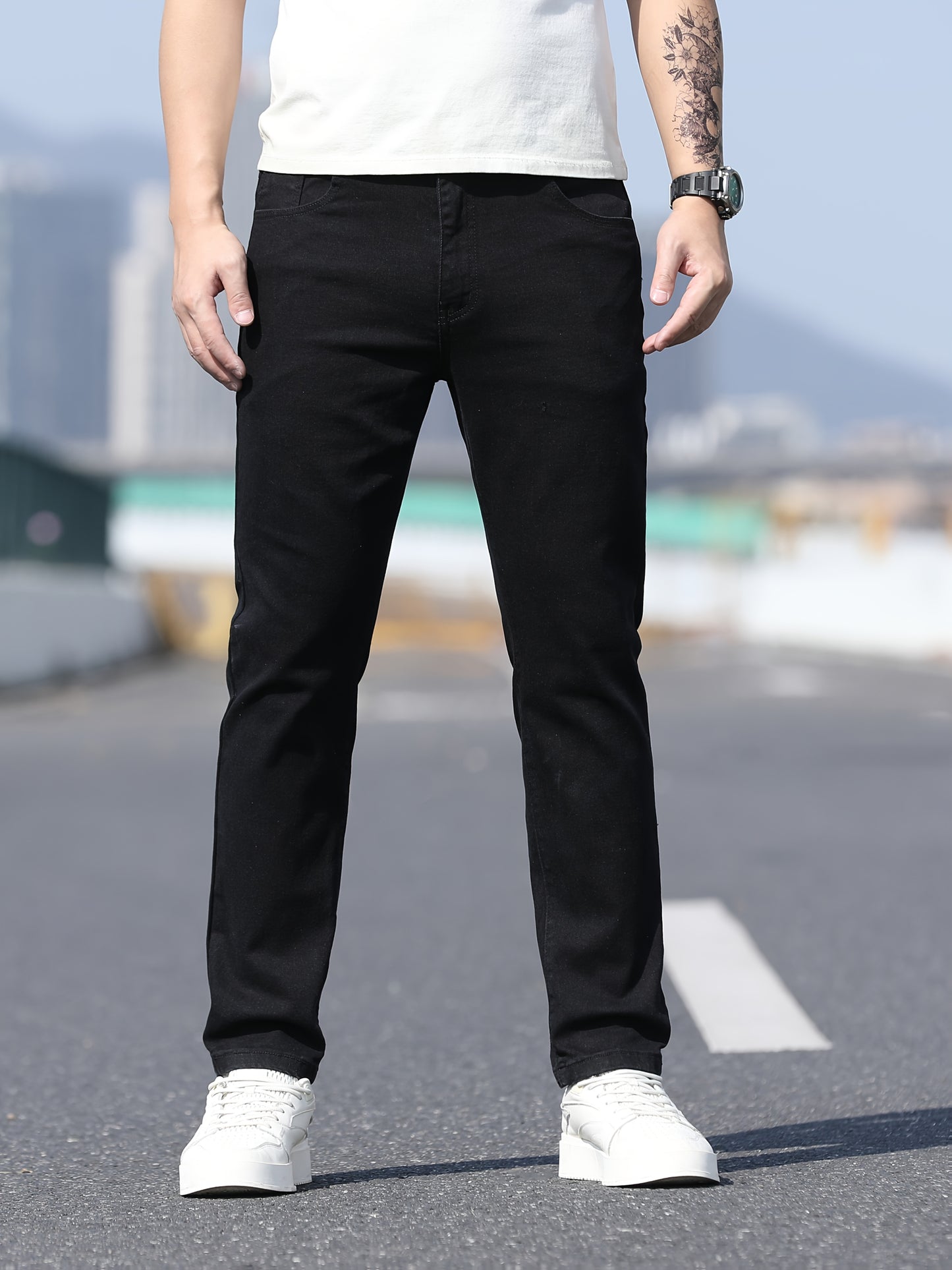 Men's Slim Fit Breathable Denim Jeans for Casual Wear