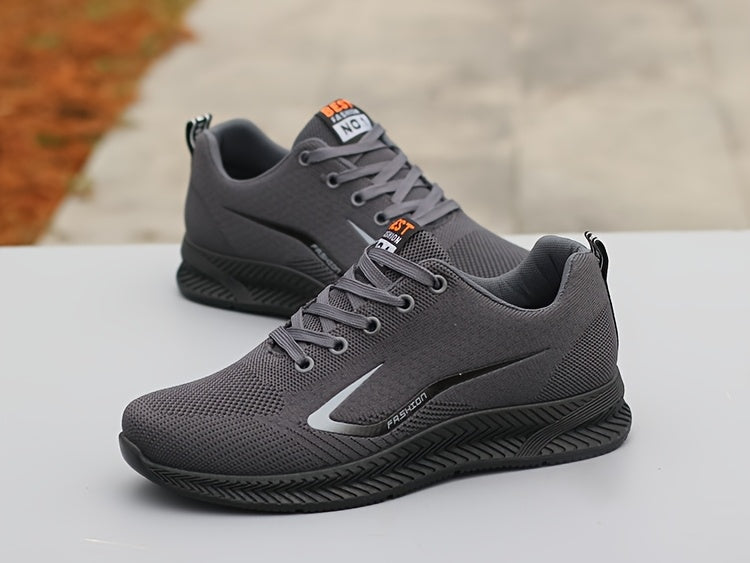 Men's Breathable Mesh Running Shoes - Lightweight, Non-Slip Casual Sneakers with "BEST PARENTS NO.2.54cm Design, Low-Top Lace-Up Sneakers for All Seasons