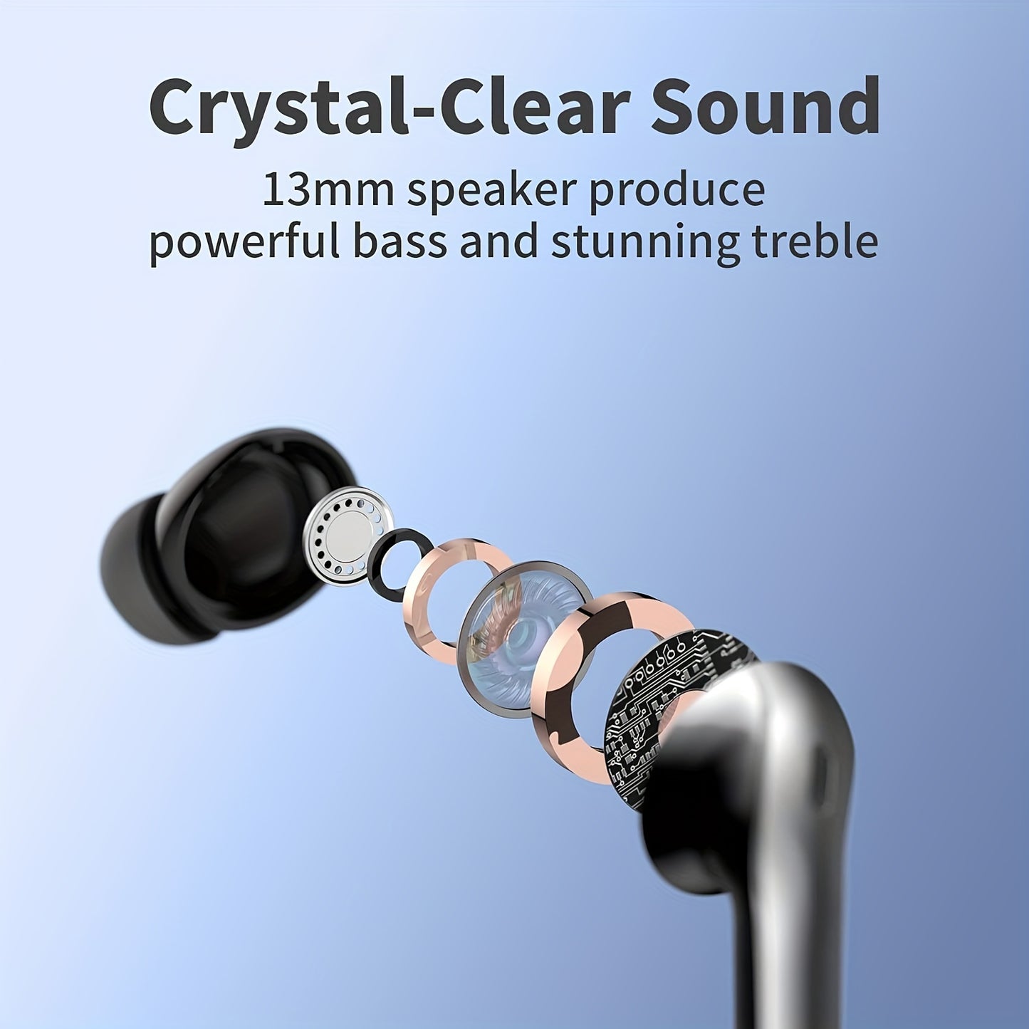 Wireless Earbuds with Mic, Earphones With LED Display, In-Ear Headphones With Mini Charging Case, TWS Headset For Men/Women