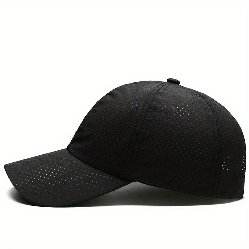 1pc Breathable Quick-Dry Mesh Baseball Cap for Men & Women - Adjustable Snapback, Lightweight Sun Hat for Outdoor Sports, Golf, Tennis, Running, Hiking, Camping - Black, Navy Blue, Dark Gray, Light Gray, Olive Green, Adjustab