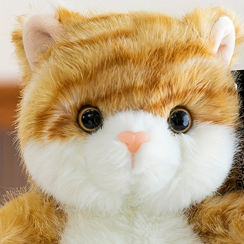 Realistic Plush Yellow Kitten Stuffed - Soft Cuddly with Fluffy Cat Body, Suitable for All Ages, Christmas & New Year Gift, Bedtime Companion for & s