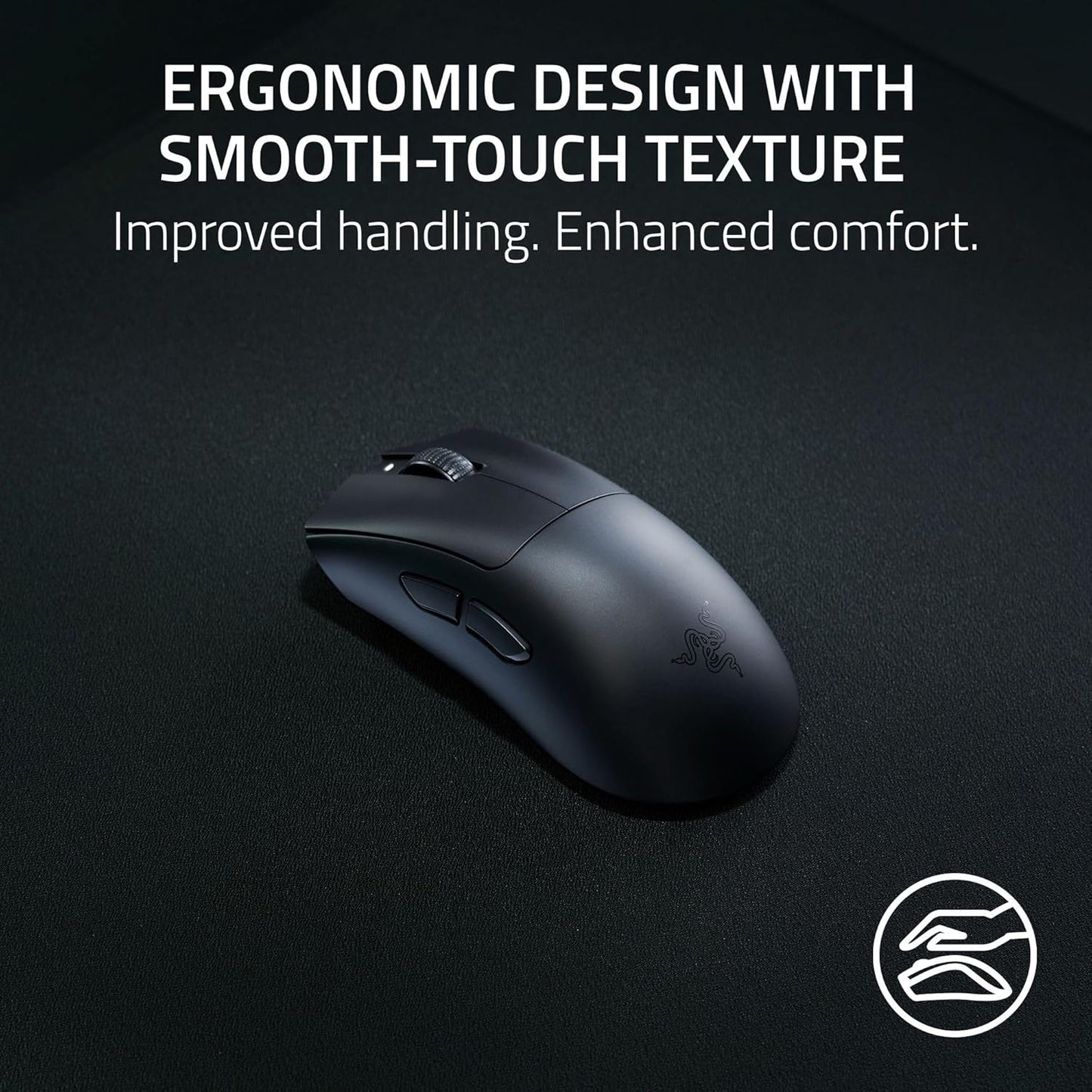 Razer Deathadder V3 Hyperspeed Wireless Gaming Mouse: 55G Lightweight - USB C Charging - up to 100 Hr Battery - Advanced 26K Optical Sensor - Gen-3 Optical Switches - 8 Programmable Controls - Black