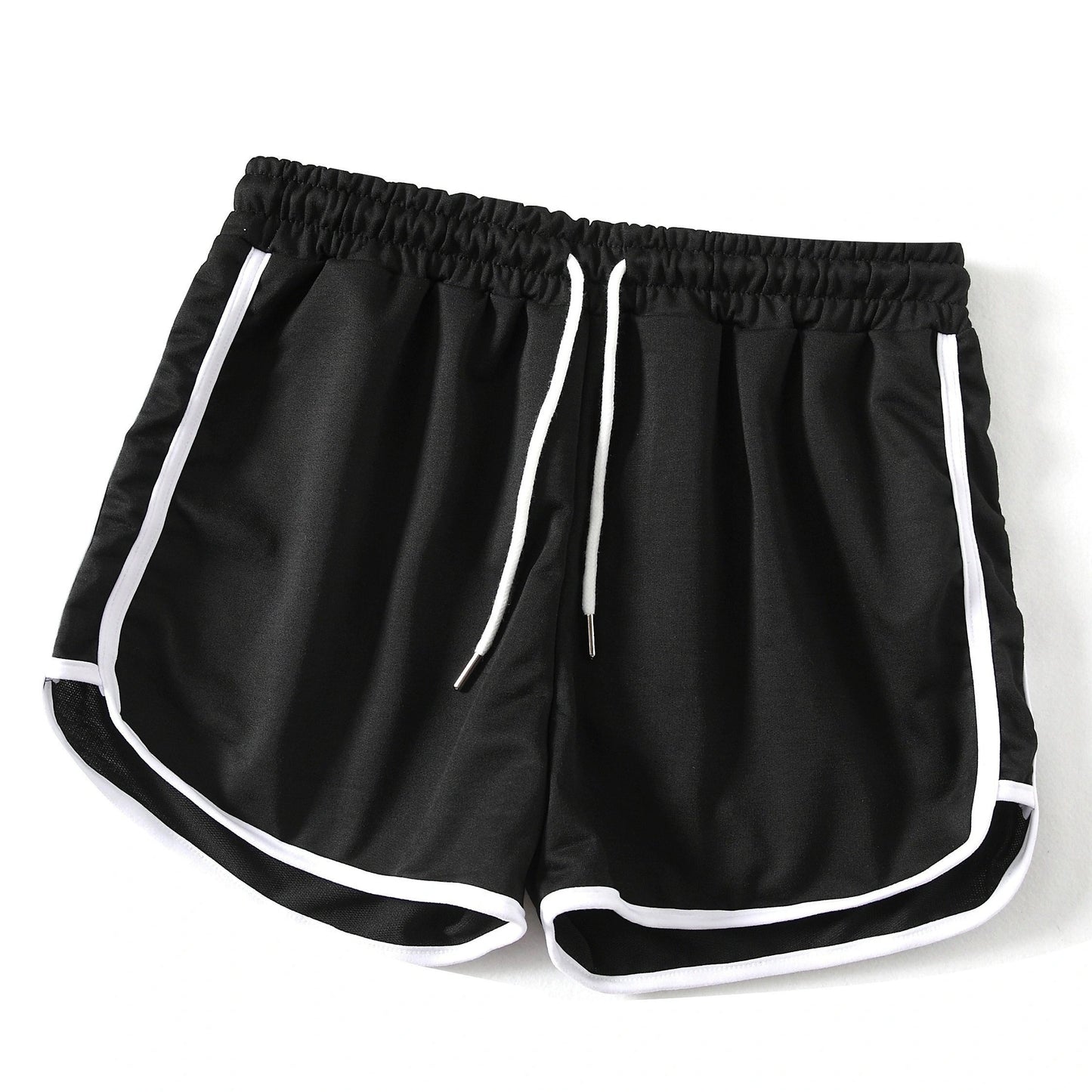 Contrast Binding Casual Sports Shorts, Drawstring Running Loose Shorts, Women's Activewear