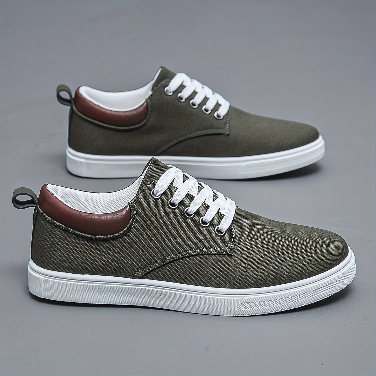 Men's Low Top Casual Canvas Skate Shoes, Breathable Lace-up Casual Flats For Outdoor Walking Driving, Men's Street Footwear