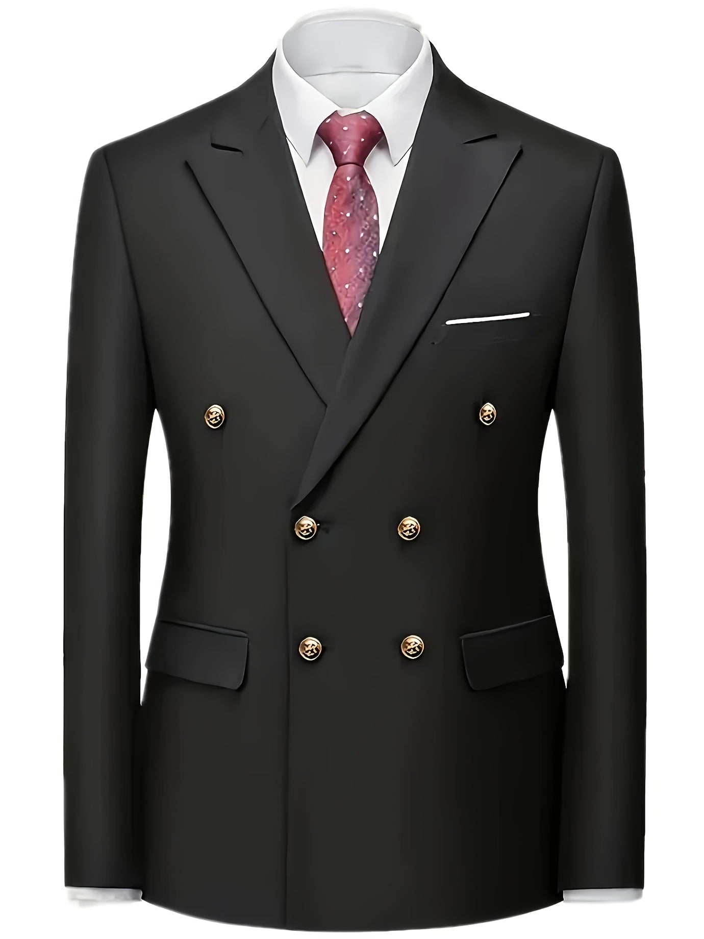 Men's Slim Fit 2-Piece Polyester Suit with Notched Lapel