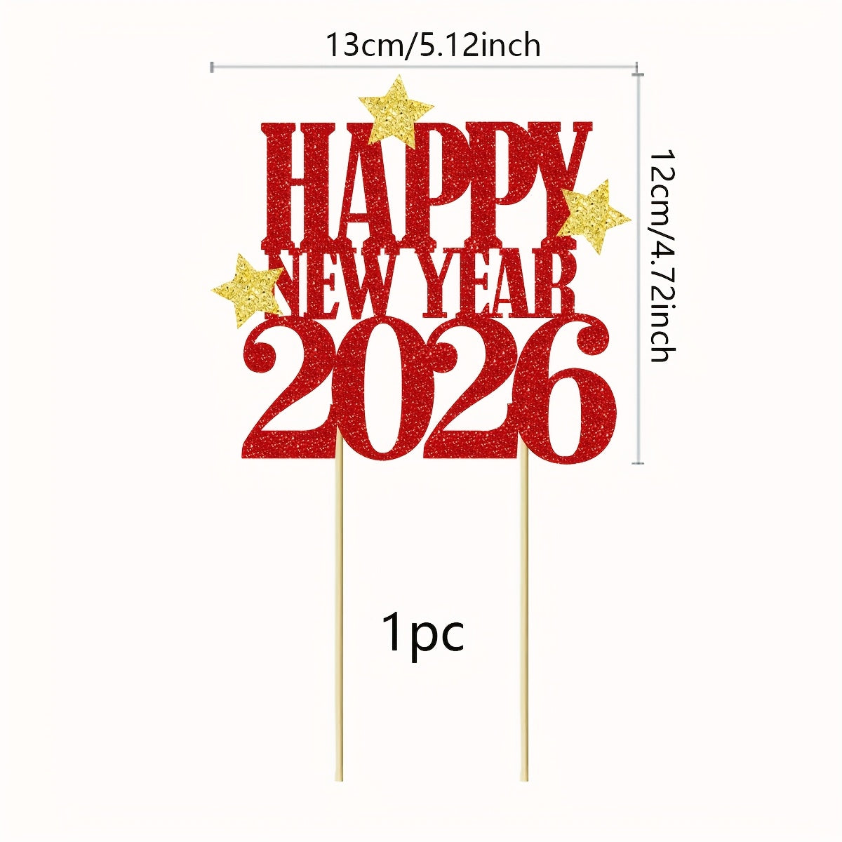 1pc Hello 2026 Numbered Cake Topper - Large White & Golden 2026 Centerpiece for New Year's Eve, & Shower Party Decorations - Number Decor with Black Outline - Easy-to-Use Single-Year Countdown Sign for Christmas,Newyear,Valen