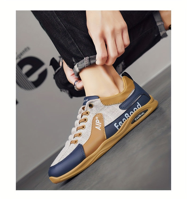 Men's Vintage Old School Style Sneakers, Comfy Non Slip Durable Canvas Breathable Shoes, Men's Footwear