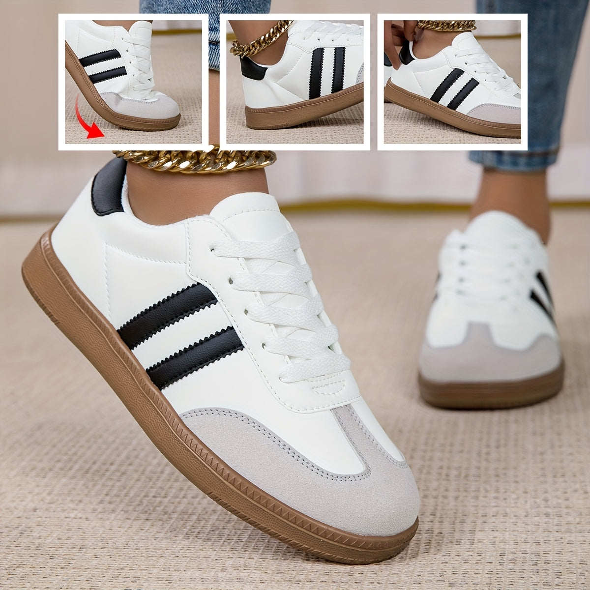 Women'S Fashion Spring Flat Shoes, Casual Microfiber Low Top Sneakers with Round Toe, Lace-Up Slip-Resistant All-Season Footwear, MD Sole, Fabric Inner & Insole