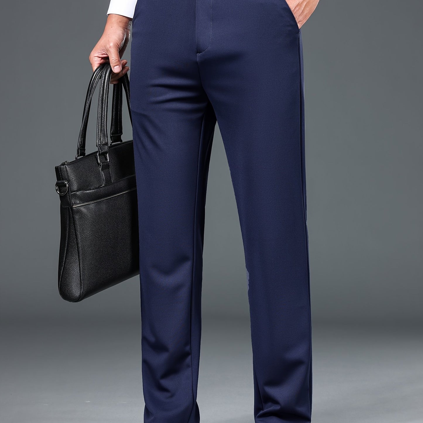 Men's Straight Leg Solid Color Pants, Men's Classic Design Pants, Versatile For Business And Casual Wear