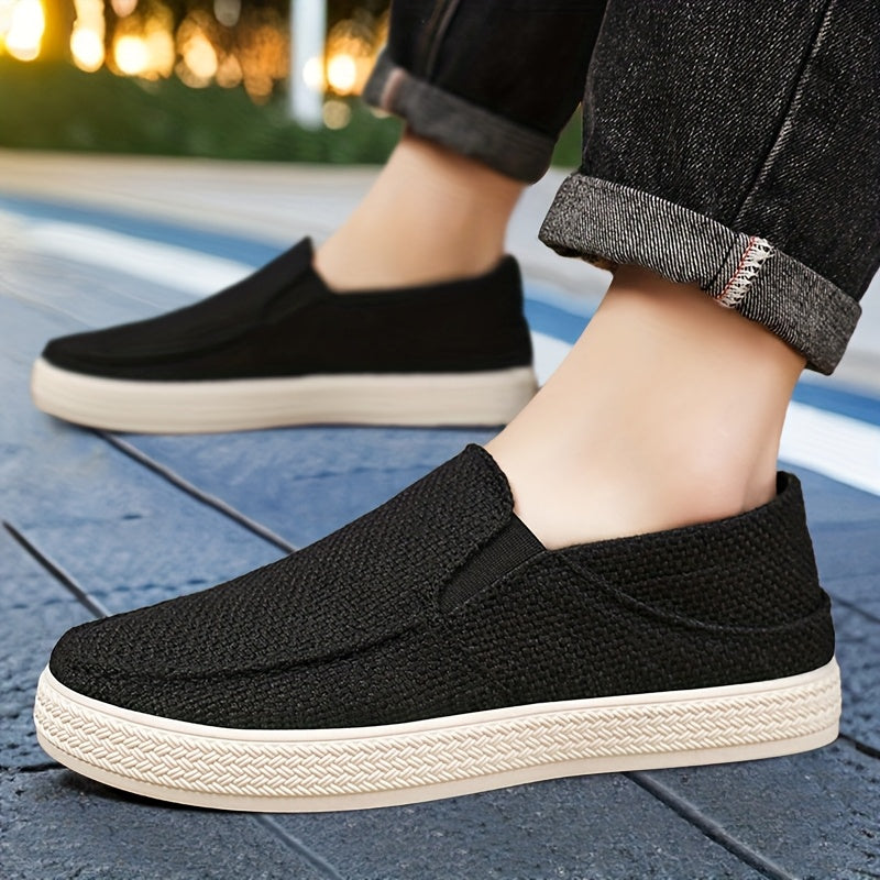 Men'S Summer Slip-On Casual Shoes - Lightweight Breathable Fabric Upper, Cushioned EVA Insole Durable TPU Sole for Outdoor Travel, Parties, Hiking, Walking - Beige, Party Footwear, Minimalist Design, Comfortable Fit
