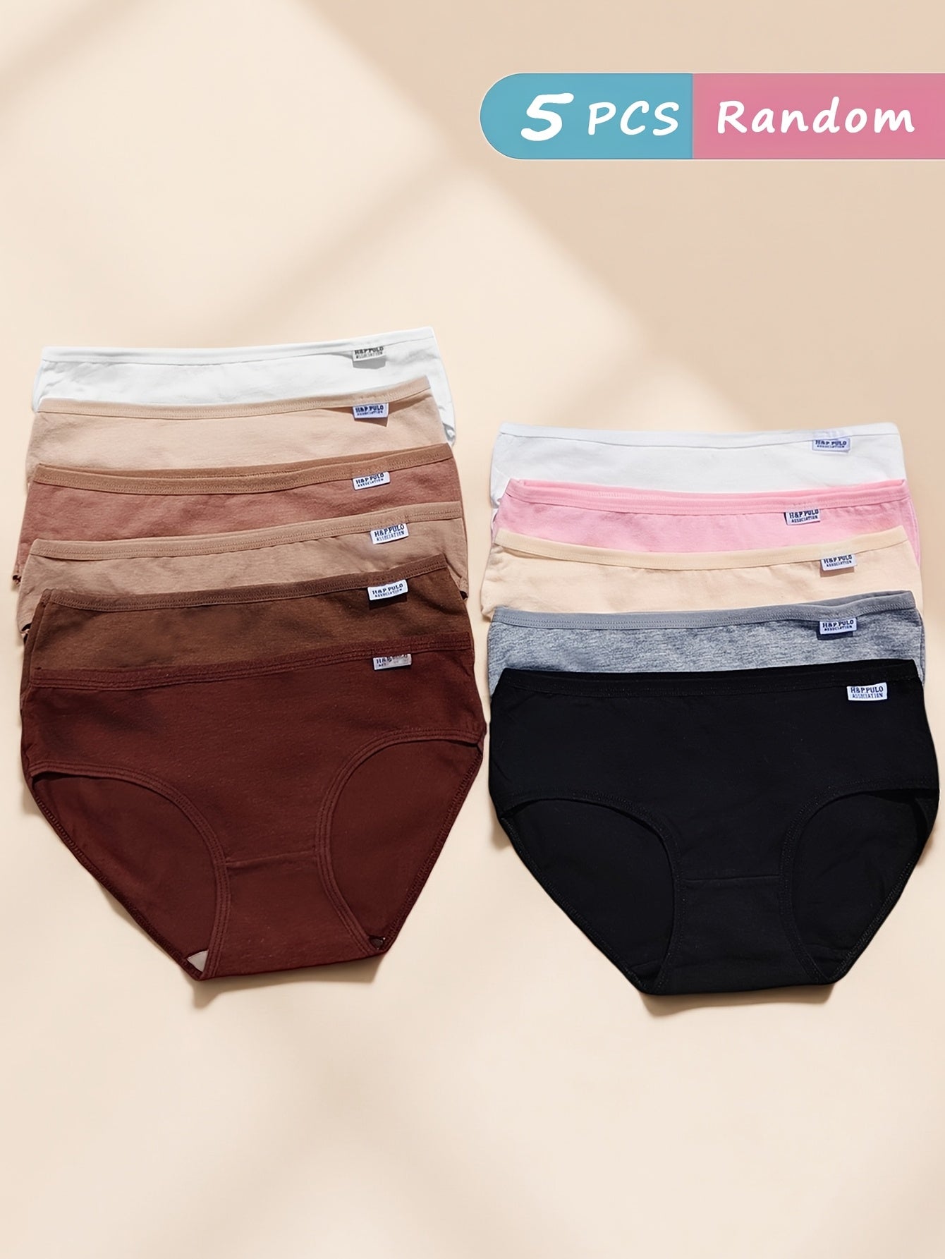 Women's Mid-Rise Cotton Panties Set of 5 - Comfortable & Stretchy