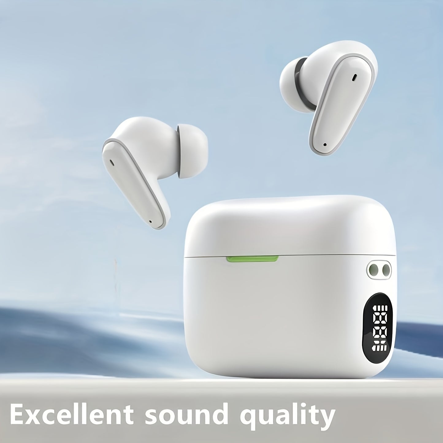 Wireless Earphones with LED Digital Display, Dual Microphones for High-Definition Sound Quality, Comfortable Fit with Wireless Charging Case, Suitable for Sports And Exercise, Compatible with Apple And Android