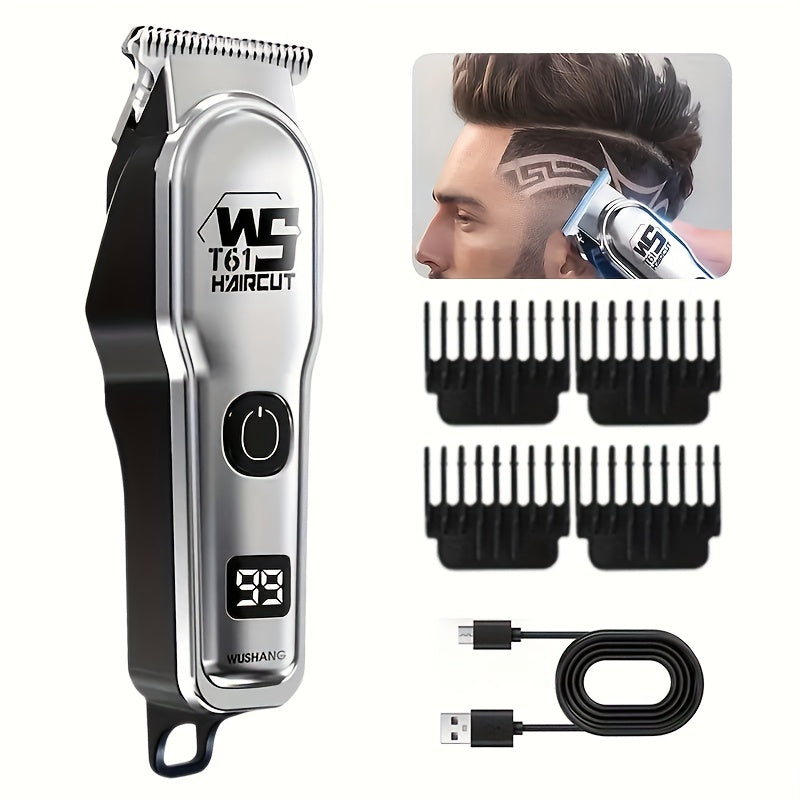 1 անլար մազ կտրող և մորուքի կտրող մեքենա տղամարդկանց համար LCD էկրանով, պրոֆեսիոնալ USB լիցքավորվող խնամքի հավաքածու - դիմացկուն և փոխադրելի հայրերի օրվա/ծննդյան օրվա կամ տոնական նվերների համար