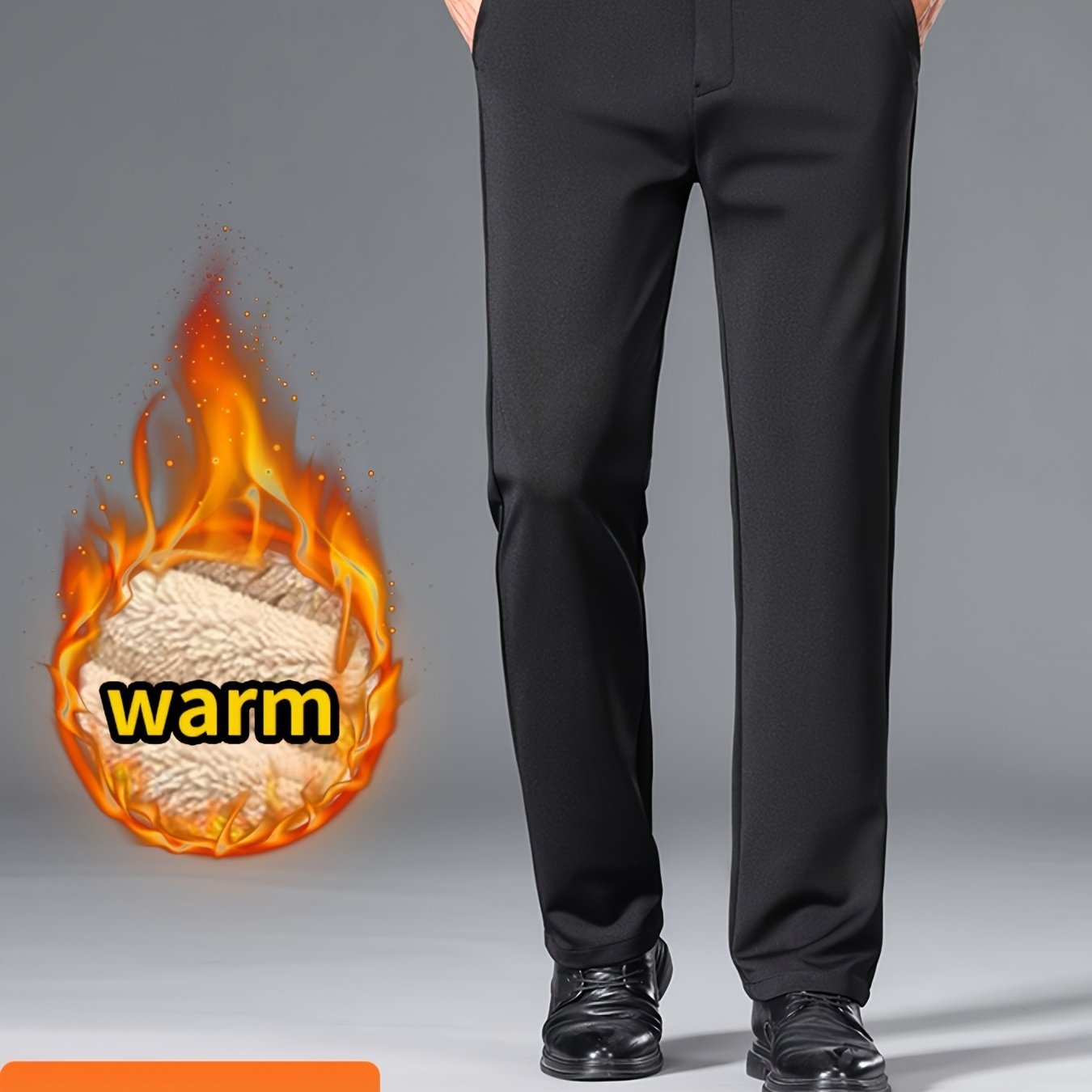 Men'S High Waist Solid Color Straight Leg Business Pants with Pocket Details, Polyester and Elastane Blend with Viscose Lining, Elastic Stretch, Zipper Fly Closure, Suitable for Fall/Winter Workwear