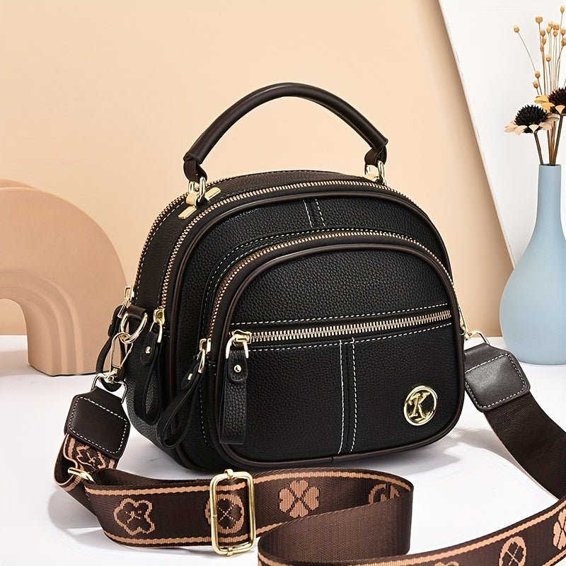 FIDM Wo 'S Synthetic Faux Leather Handbag - Chic Beige Multi-Compart T Handbag with Adjustable Strap, Zip Closure, And Polyester Lining for Everyday Use, Everyday Handbag|Sophisticated Design|Synthetic Faux Leather Purs