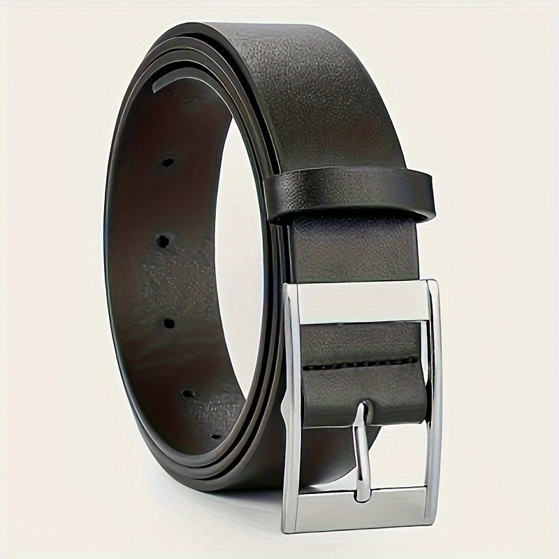 1pc Men's Fashionable PU Leather Belt, Simple And Retro Design, Smooth Buckle, For Men Daily Life, Leisure Time Party Festival Work Christmas Gift