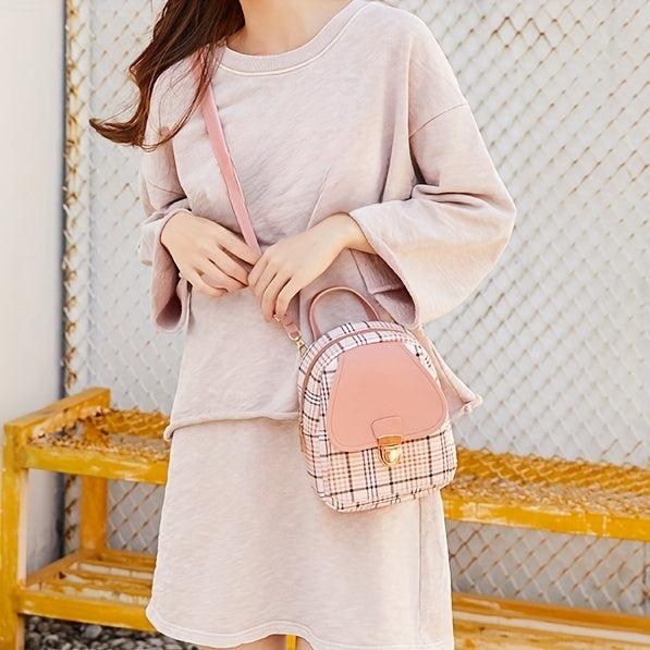 Adjustable Strap Grid Backpack, Cute Backpack, Zipper Casual Shoulder Bag, Card Wallet, Casual Phone Pouch, Leisure Camera Bag, Coin Purse, Key Pouch, Shoulder Bag, Crossbody Bag, Convertible Backpack.