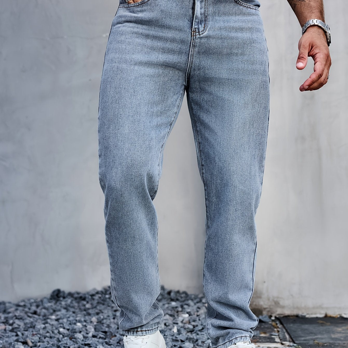 Men's Casual Denim Jeans, 80% 14.0% Viscose 5.0% Polyester 1.0% Modal Blend, Solid Color, Non-Stretch Fabric, Regular Fit, All-Season, Washed Finish, Woven - Multiple Sizes Available, Casual Wear Jeans|Versatile Jeans| Blend