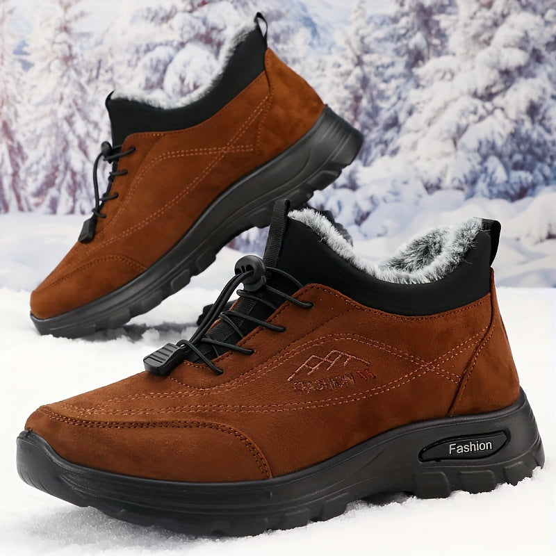Men's Warm and Comfortable Winter Snow Shoes - Non-Slip Ankle Boots for Outdoor Hiking and Trekking with Plush Lining