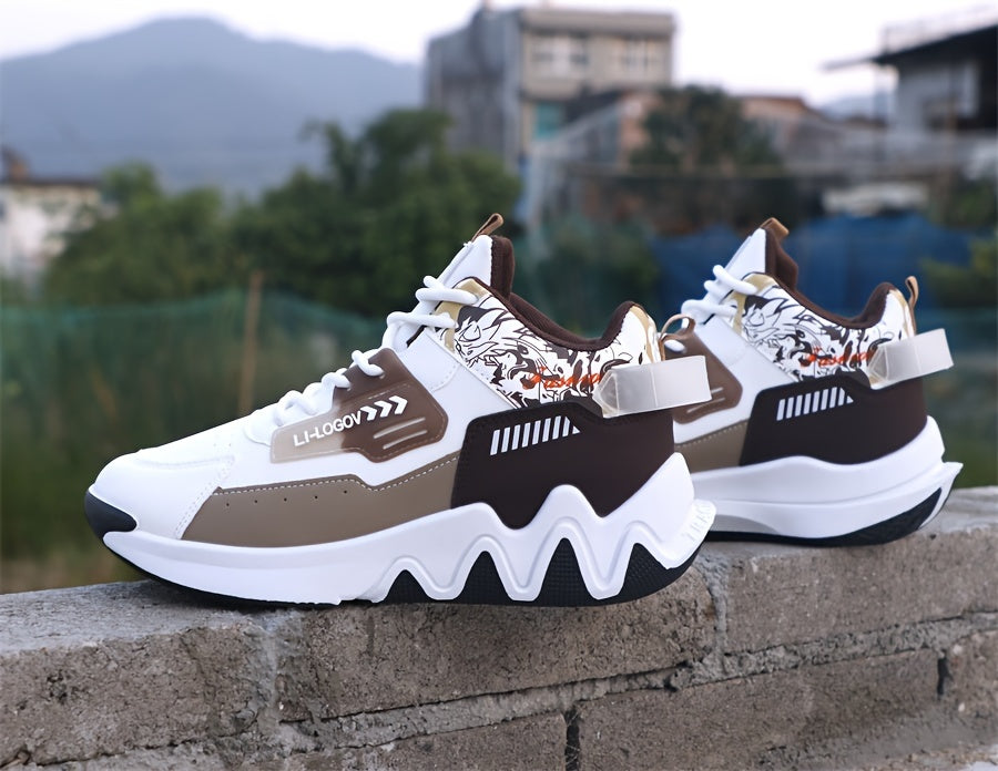 Men'S Stylish High-Top Sneakers with "WOD" Logo - Comfortable, Non-Slip Lace-Up Athletic Shoes for Outdoor Activities, All-Season Wear, Casual Sports Style, Rubber Sole, Fabric Upper, Casual Athletic Shoes Stylish High Top