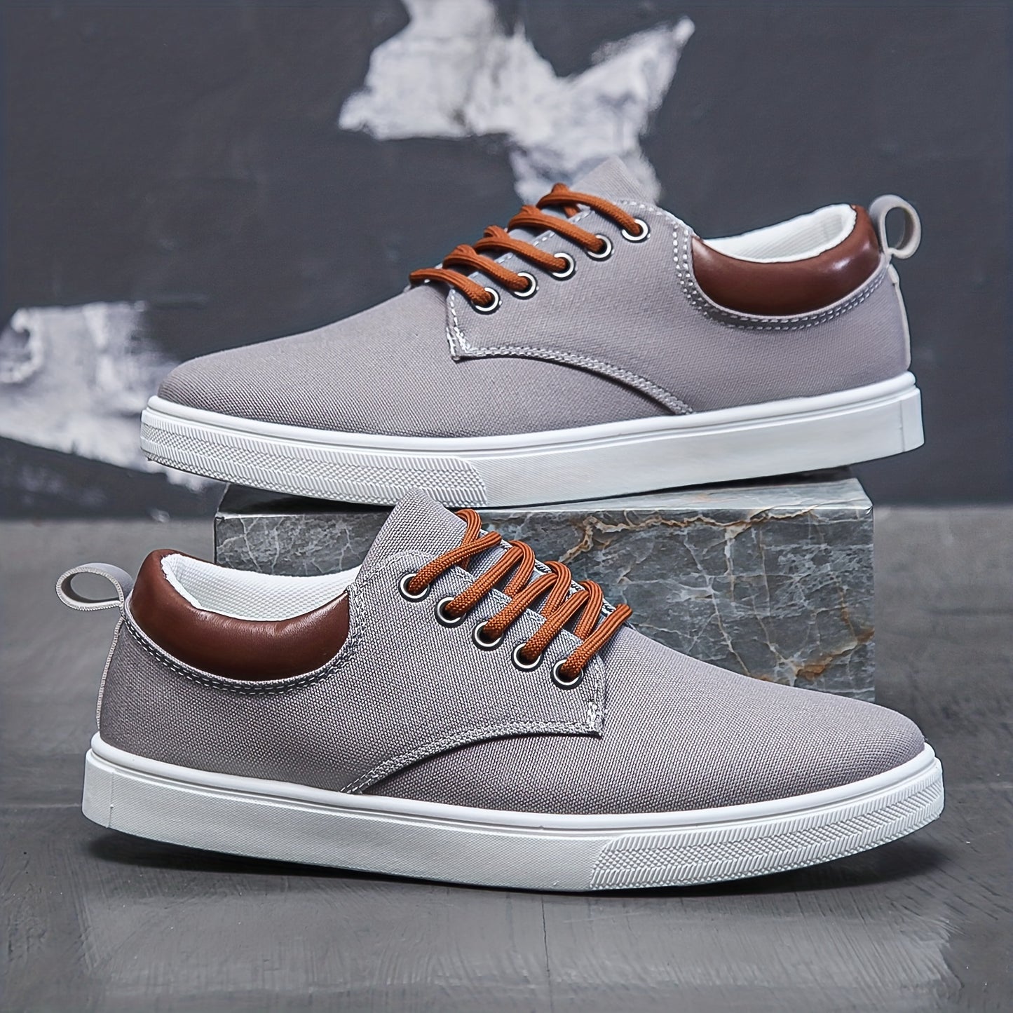 Men's Low Top Casual Canvas Skate Shoes, Breathable Lace-up Casual Flats For Outdoor Walking Driving, Men's Street Footwear
