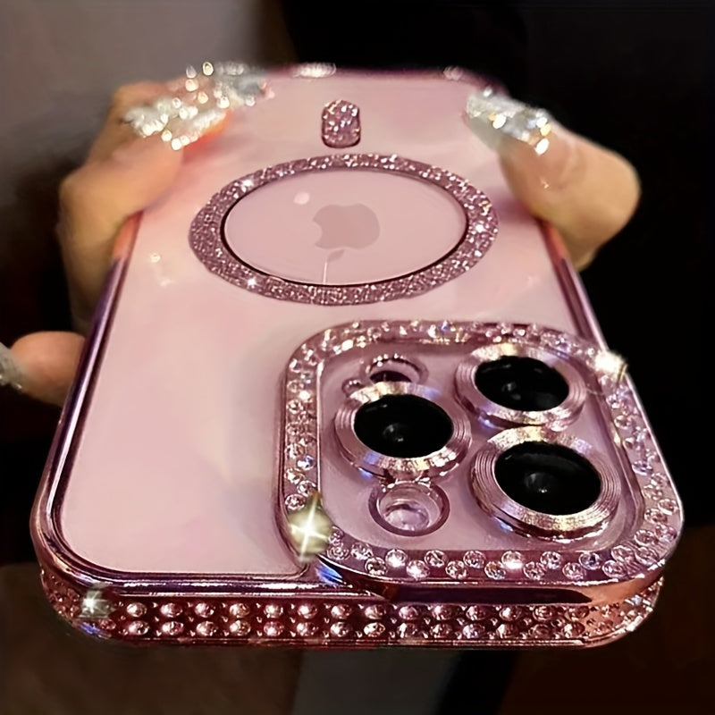 Նոր ոճի Magnetic բջջային հեռախոսի պատյան Rhinestones-ի համար iPhone 16 15 14 13 12 11 Plus Pro Max-ի համար