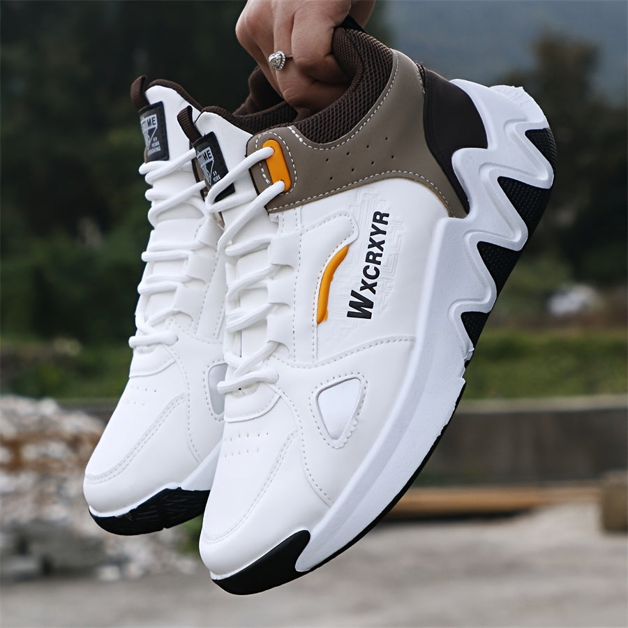 Men'S Stylish High-Top Sneakers with "WOD" Logo - Comfortable, Non-Slip Lace-Up Athletic Shoes for Outdoor Activities, All-Season Wear, Casual Sports Style, Rubber Sole, Fabric Upper, Casual Athletic Shoes Stylish High Top