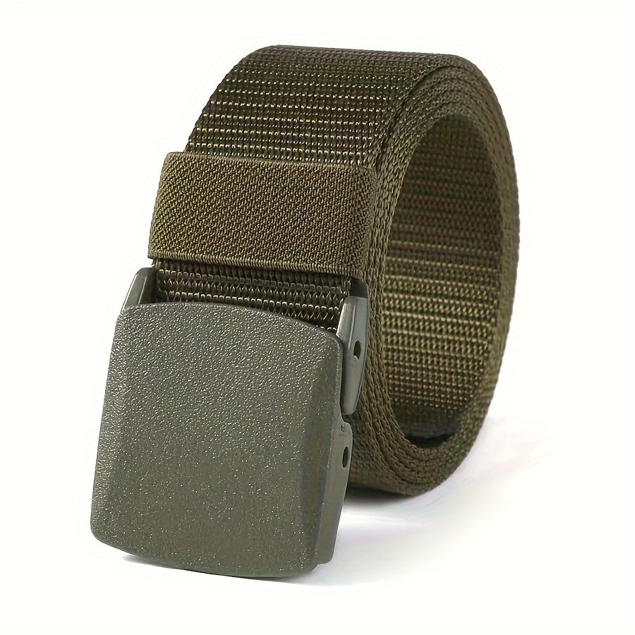 Nylon Belt with Smooth Buckle - Hypoallergenic, Casual Style for Men & Women, Perfect for Jeans & Outdoor Wear