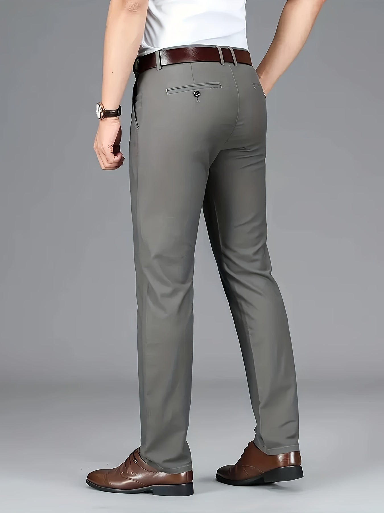 New Casual Formal Pants for Men in Four Seasons, Featuring a Business Style with Trendy Long Trousers. Fashionable And Versatile Men'S Elastic Dress Pants with a Comfortable Classic Design for Casual Wear.