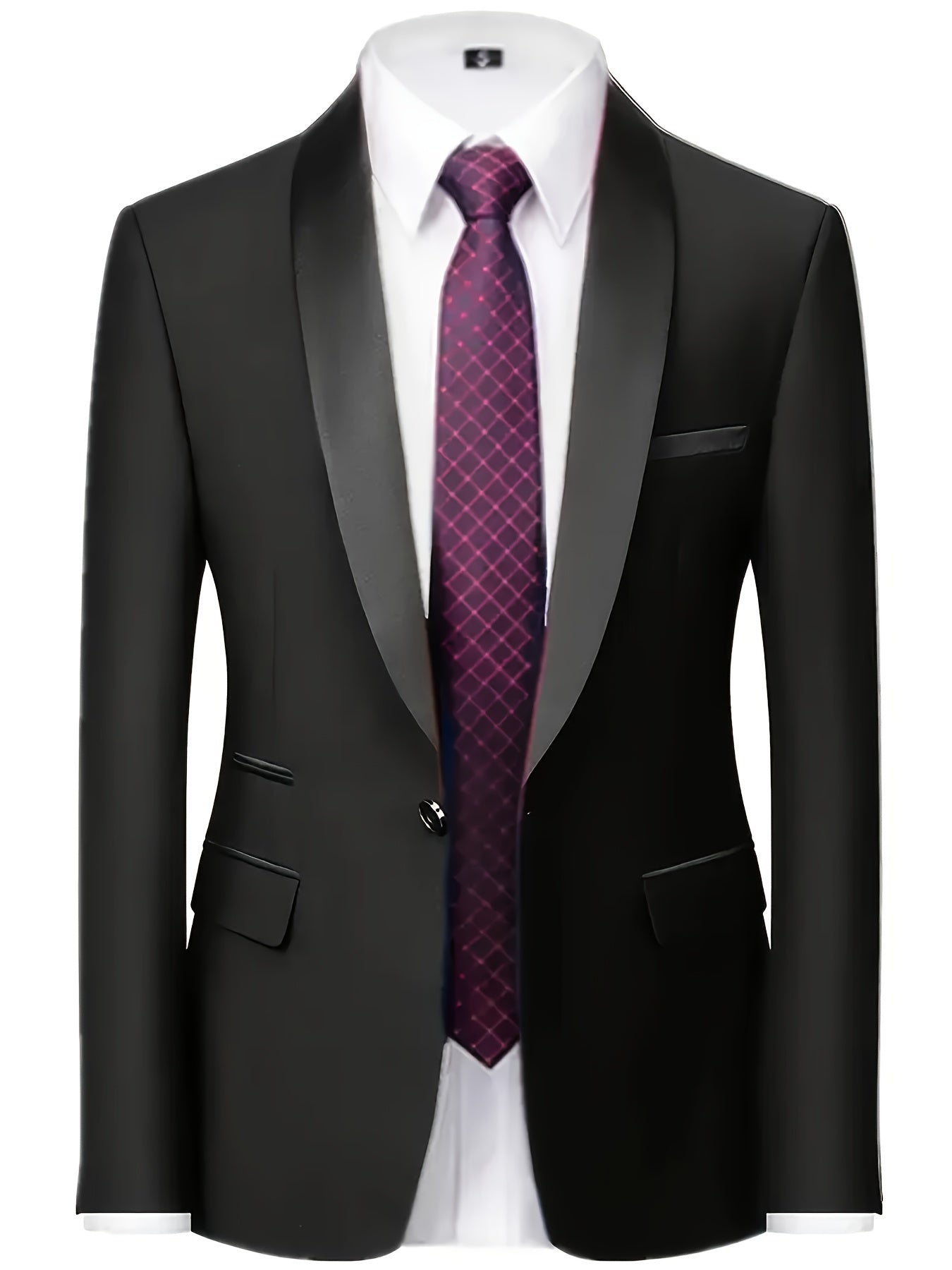 Men's Classic Solid Color Suit Set 2pcs, Suit Jacket + Trousers, Suitable for Business Meetings, Parties, Weddings and Graduation Ceremonies, No Tie