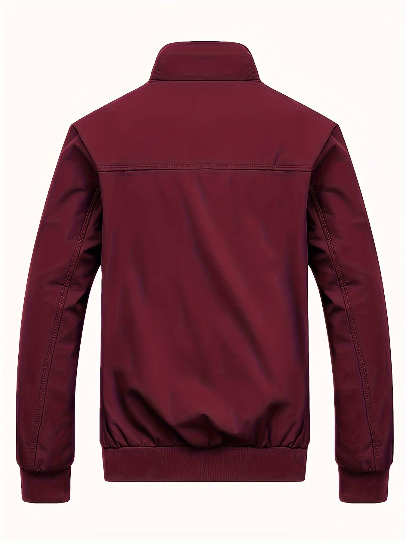 Men's Long Sleeve Zip Up Stand Collar Coat, Business Stand Collar Jacket With Zipper Pockets, Spring Autumn Men's Clothing