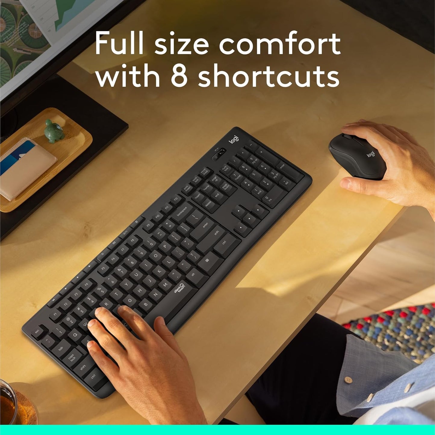 Logitech MK295 Wireless Mouse & Keyboard Combo with Silenttouch Technology, Full Numpad, Advanced Optical Tracking, Lag-Free Wireless, 90% Less Noise - Graphite