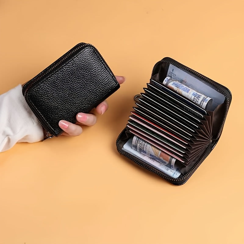 1pc Men'S Casual Faux Leather Wallet & Business Card Case, Black, Universal, PU Material, Smooth, Durable, Multi-Purpose, Large Capacity, with Multi-Card Slot, ID Card Bag, Zipper Pocket, Stylish, Safe, Anti-Degaussing, for D