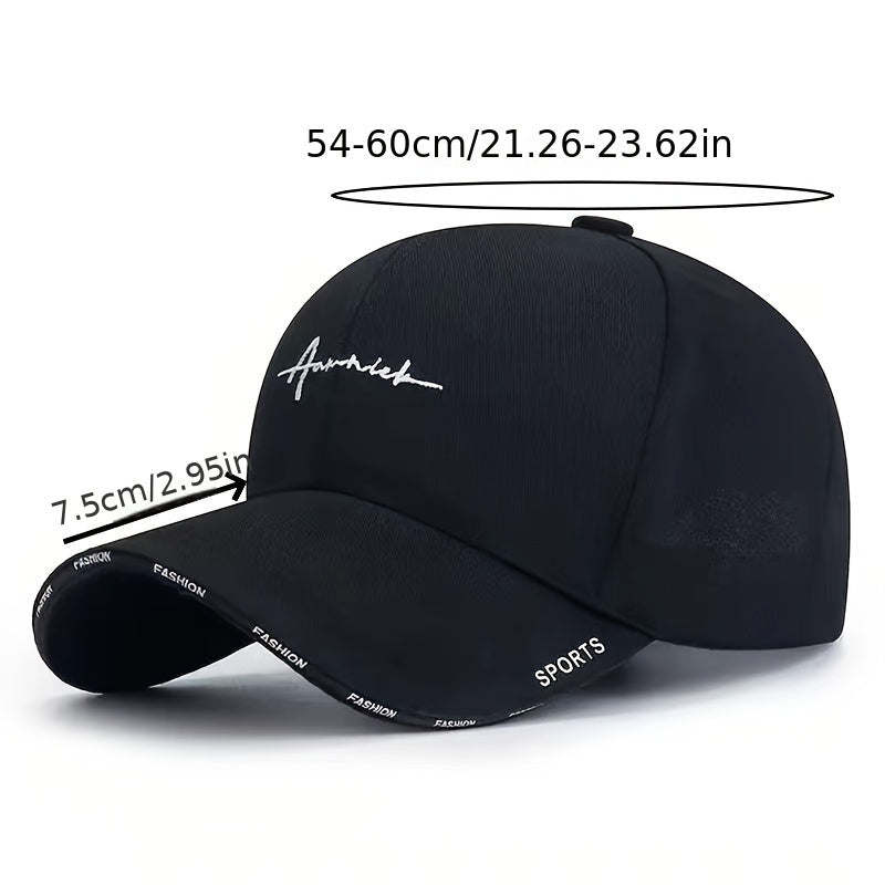 Men'S Casual Fashion Baseball Cap, 100% Polyester, Soft Breathable Mesh, Alphabet Pattern, with Hand Washable, for Sun Protection Running Sports Hat