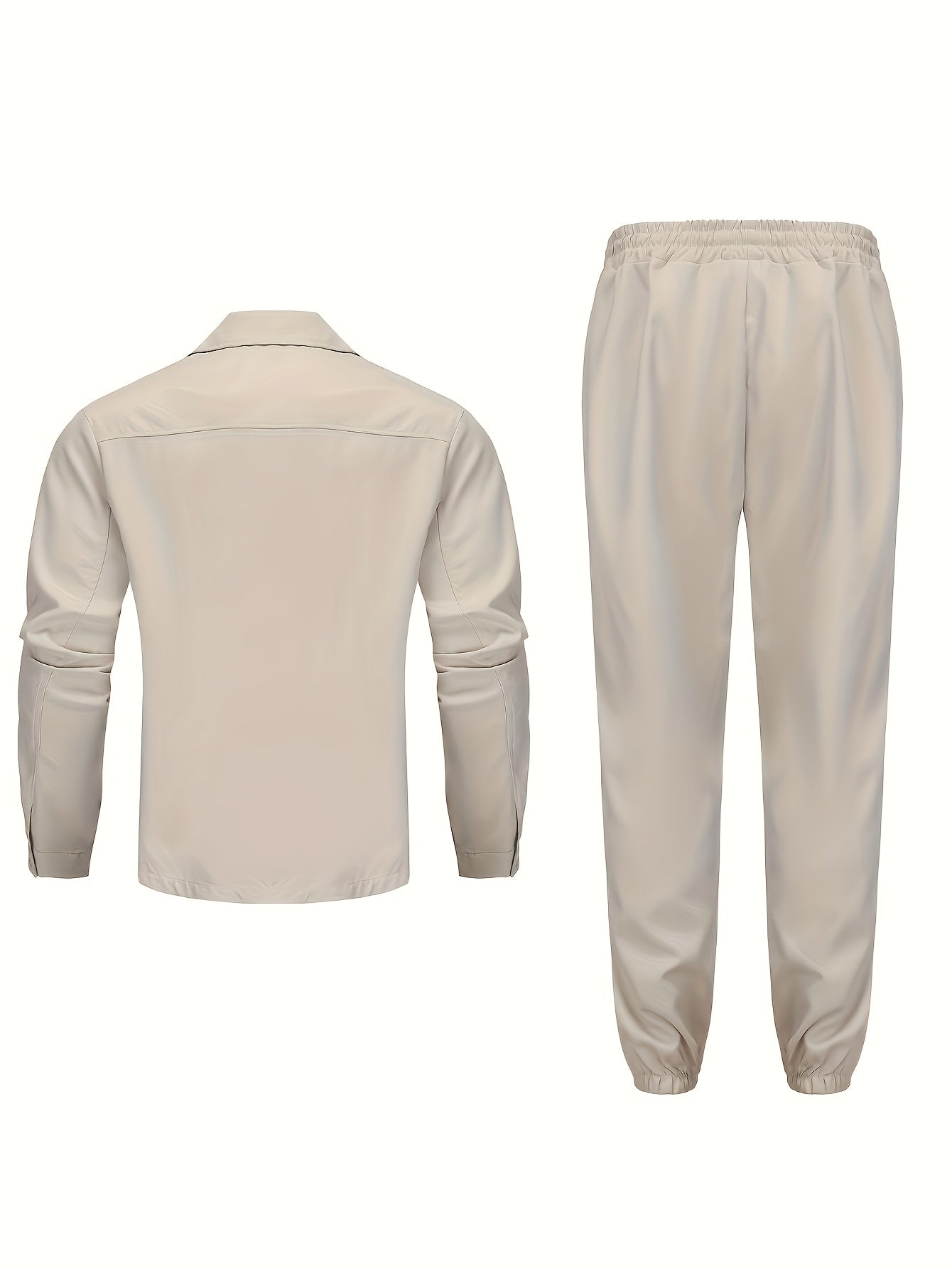 Men'S Casual Polyester Suit Set, Solid Color, Non-Stretch, Regular Fit, with Lapel Collar, Pocket Details, for Hiking, Daily Wear, and Special Occasions, Spring/Fall, Fall/Winter
