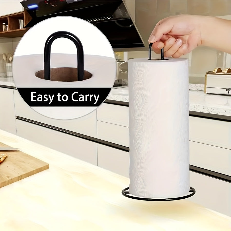Free Standing Paper Towel Holder, 1pc Countertop Stand - Durable Multi-functional Roll Paper Organizer for Kitchen, Bathroom & Living Room, Kitchen Storage Shelf, Home Storage Supplies!