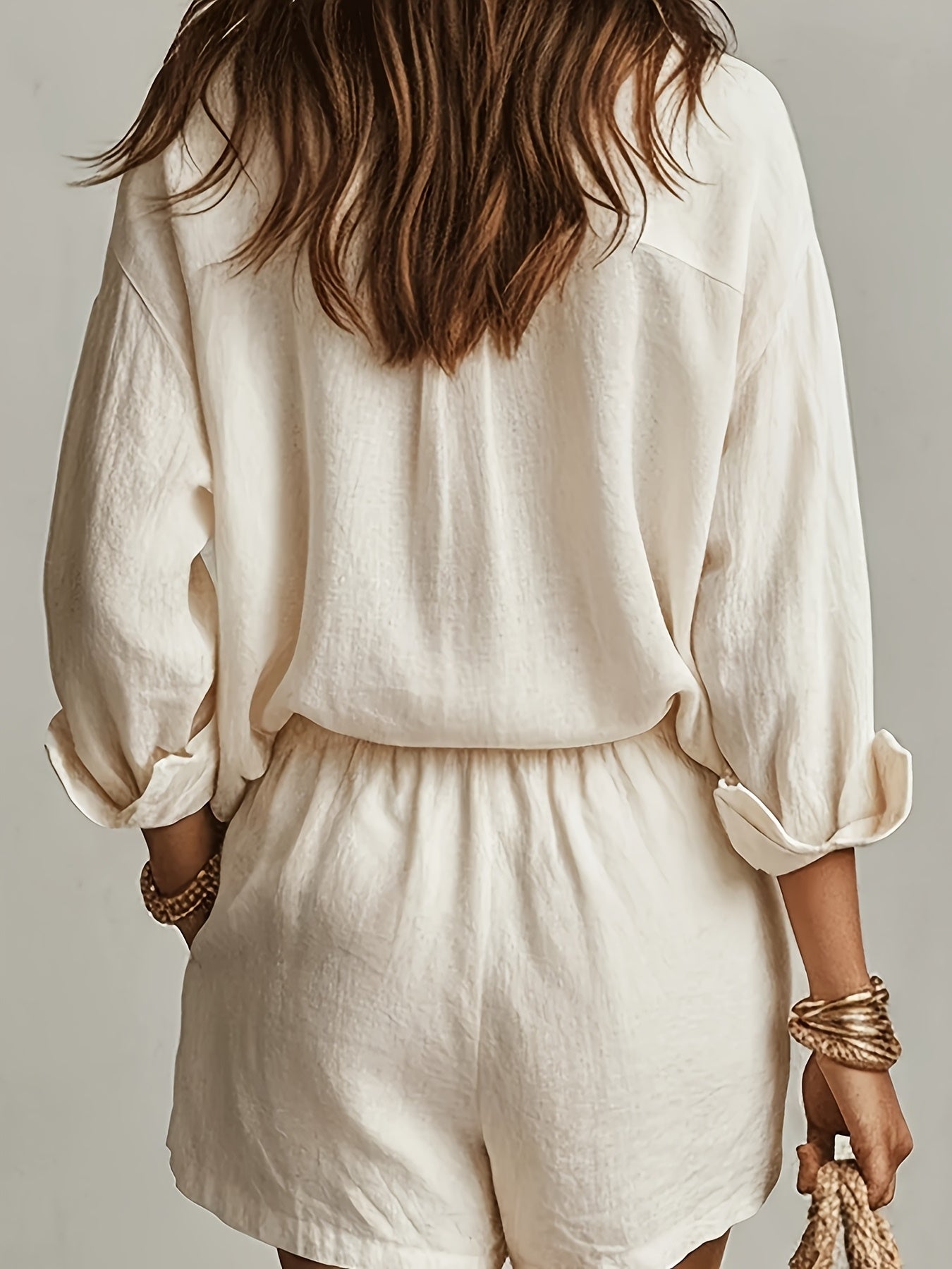 Elegant Women’s Casual Shirt and Shorts Set for Spring/Summer