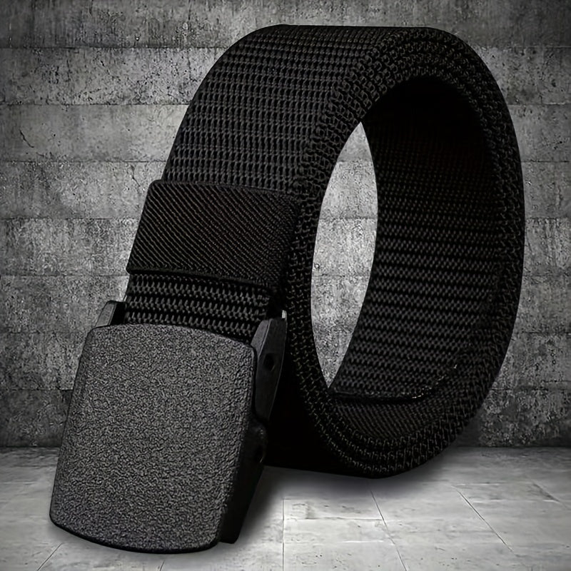 Nylon Belt with Smooth Buckle - Hypoallergenic, Casual Style for Men & Women, Perfect for Jeans & Outdoor Wear