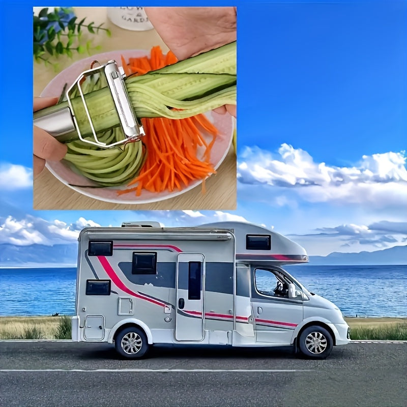 A Multifunctional Stainless Steel Peeler for Fruits And Vegetables - a Manual Slicer, Grater, And Chopper Kitchen Tool, Suitable for Home, RV Cooking, And College Dorms.