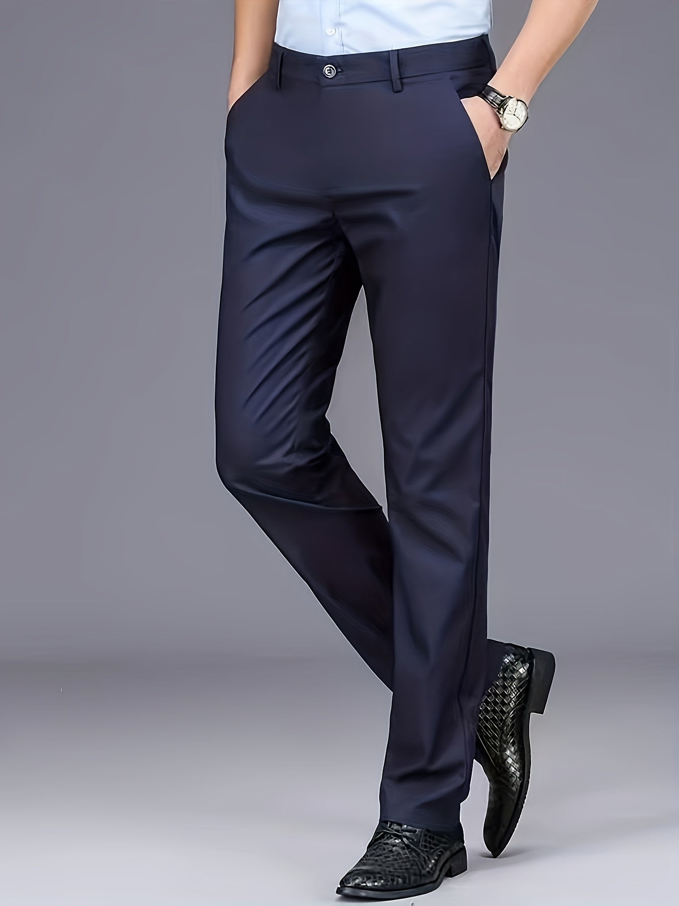 Men's straight-leg suit pants, which can be used as professional formal wear or thick casual pants for autumn and winter.