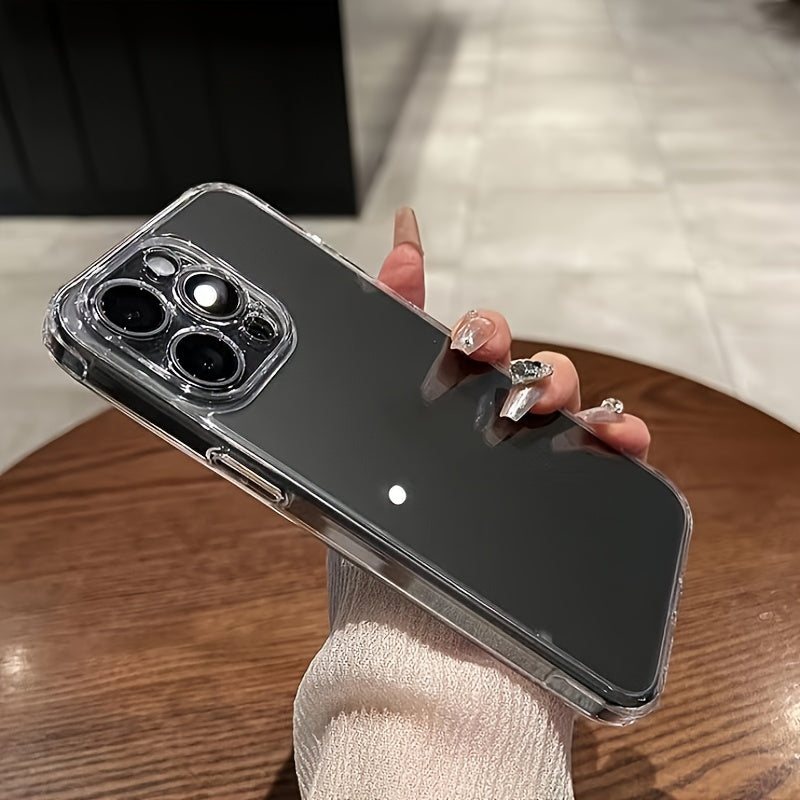 Simple Transparent TPU Phone Case Suitable for iPhone 16 16pro 16proMax 15 15Pro 15ProMax 14 14Pro 14ProMax 13 13Pro 13ProMax 12 12Pro 12ProMax 11 11 Pro 11ProMax All Inclusive Lens Protection Case