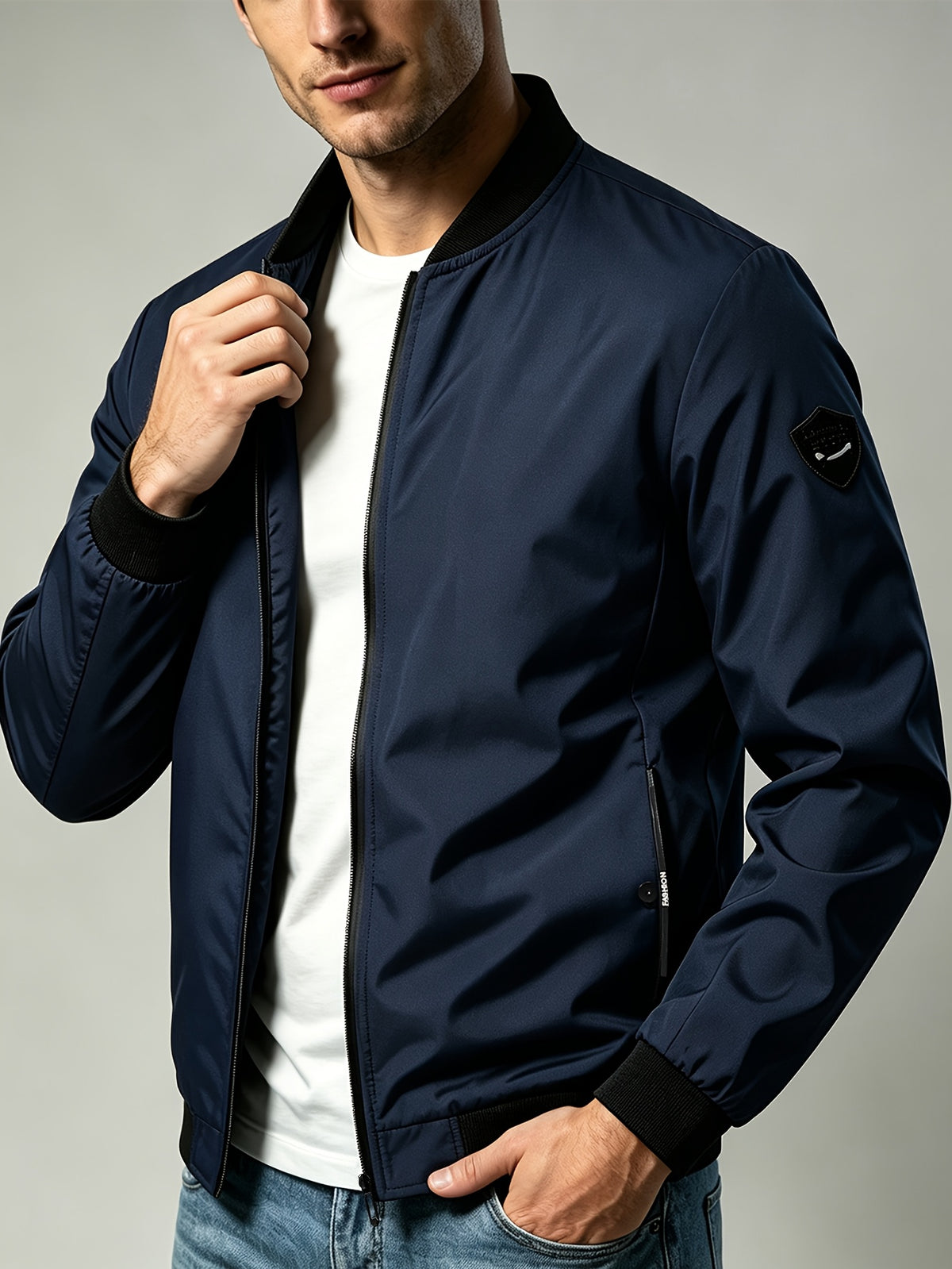Men's Lightweight Windproof Baseball Jacket for Spring and Fall