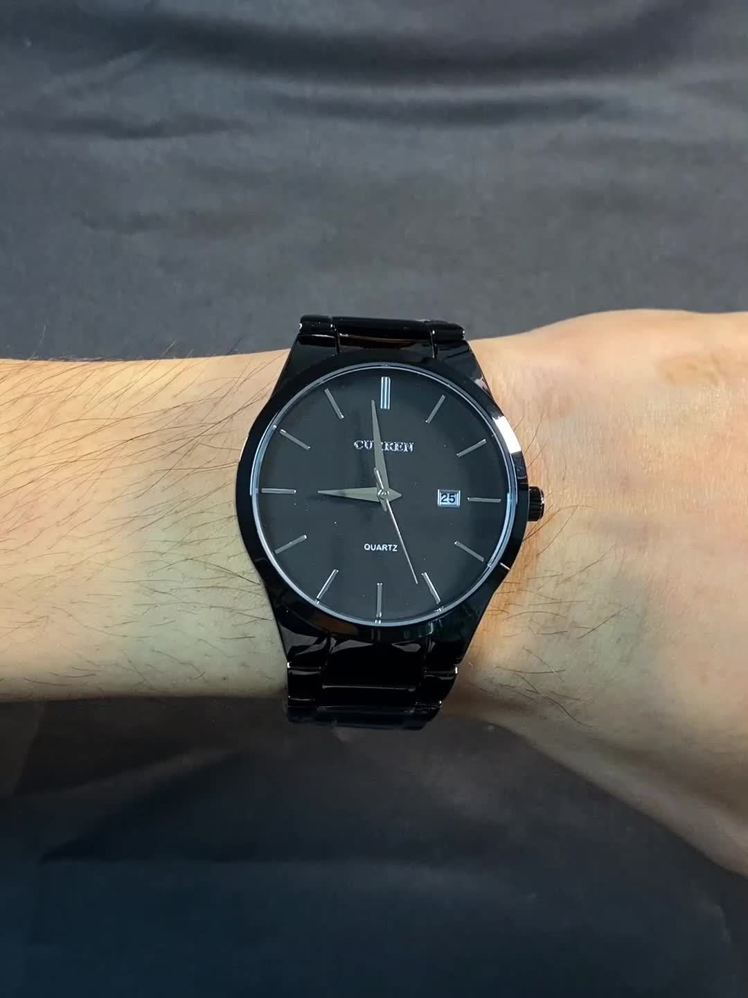 CURREN Men'S Quartz Watch, Casual Business Elegant Round Dial Stainless Steel Strap, Battery Powered Calendar Pointer Display, Aluminum Alloy Case, Non-Rechargeable Button Battery