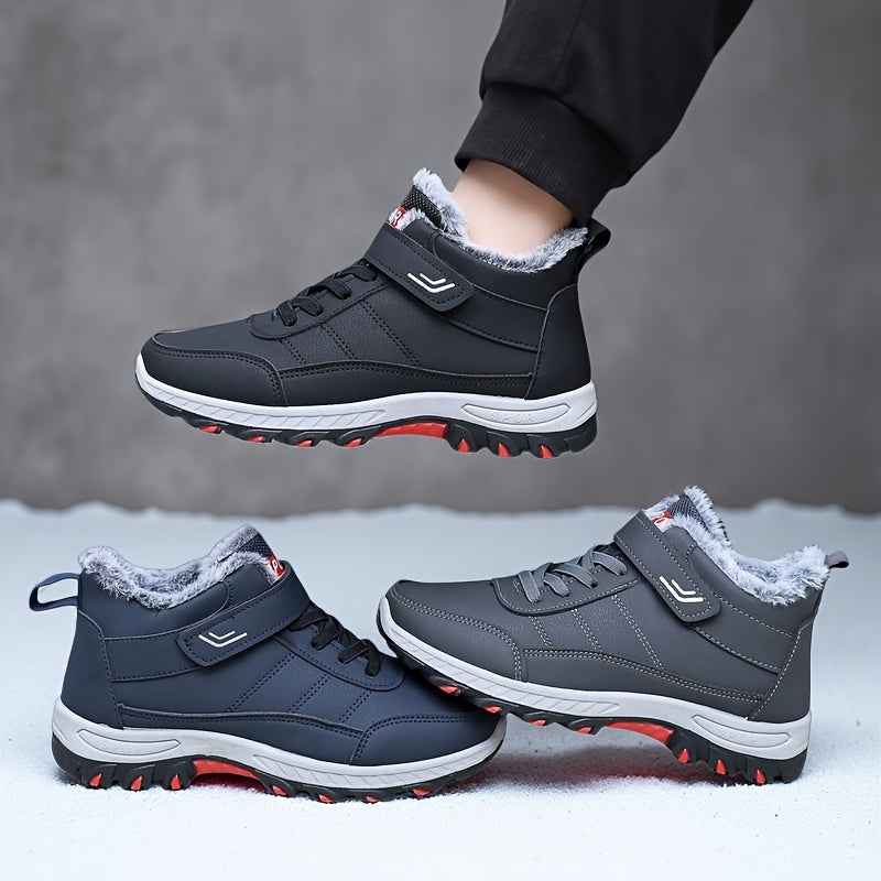 Extreme Cold Weather Snow Boots - Heavy-Duty Warm Anti-Slip Rubber Sole Hiking Shoes, Unisex Black/Gray Accents for Ice Climbing, Trekking & Daily Winter Use with Fabric Lining