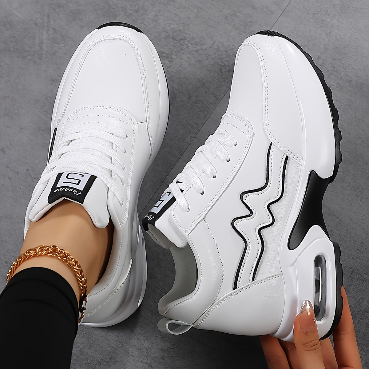 Women'S High-Top Sneakers with Thick Sole - Comfortable, Breathable, Casual White Sneakers with Lace-Up Closure, Stylish Design for All Seasons, Casual Footwear Stylish High Top Sneakers Comfortable Footwear