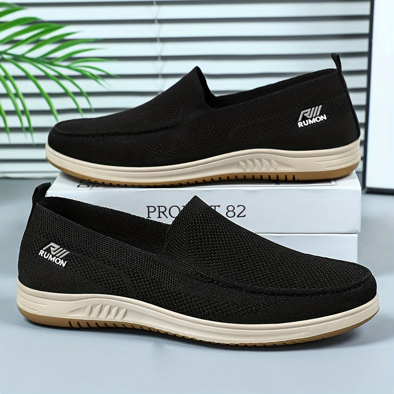 A Pair of Men'S Knitted Breathable Casual Shoes, Slip-On Mesh Shoes for Men.